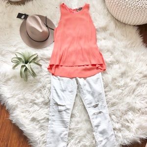 ASTR neckline peach tank top